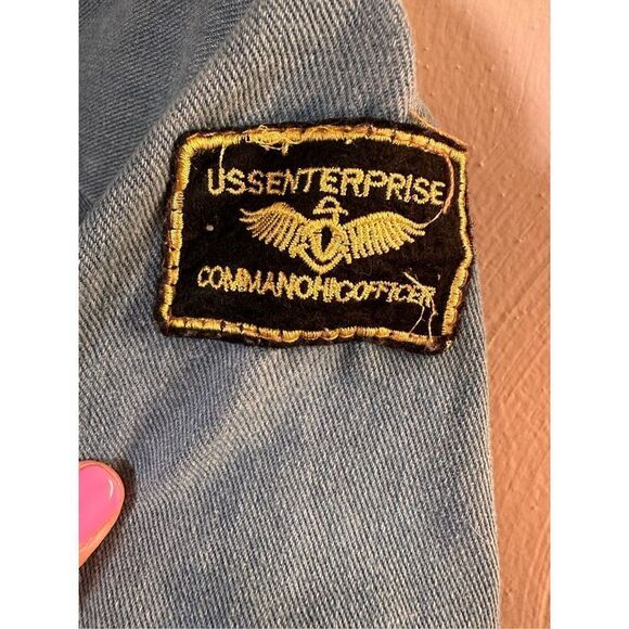 80's Vintage Denim Field Jacket With Commanding Officer Patch - Picture 2 of 9